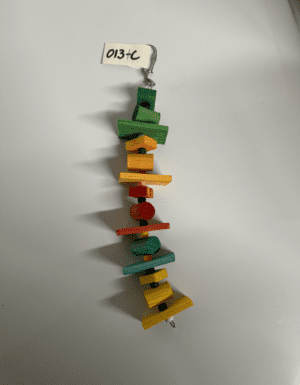 Colorful wooden blocks bird toy.